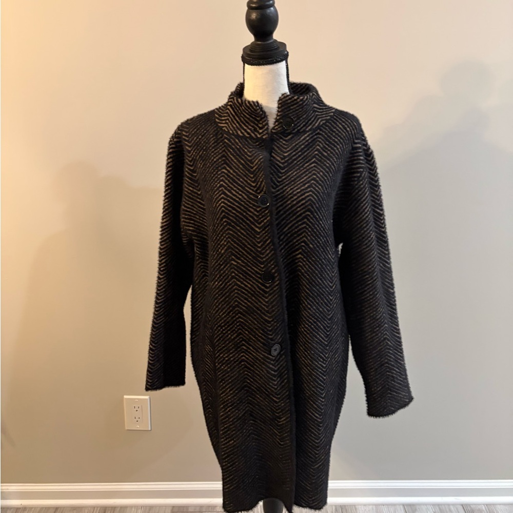 Andrea Jovine Striped Black and Brown Coat